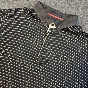 Maceoo Paris Mens 5/XL Polo Shirt Black Windowpane Grid Short Sleeve Designer